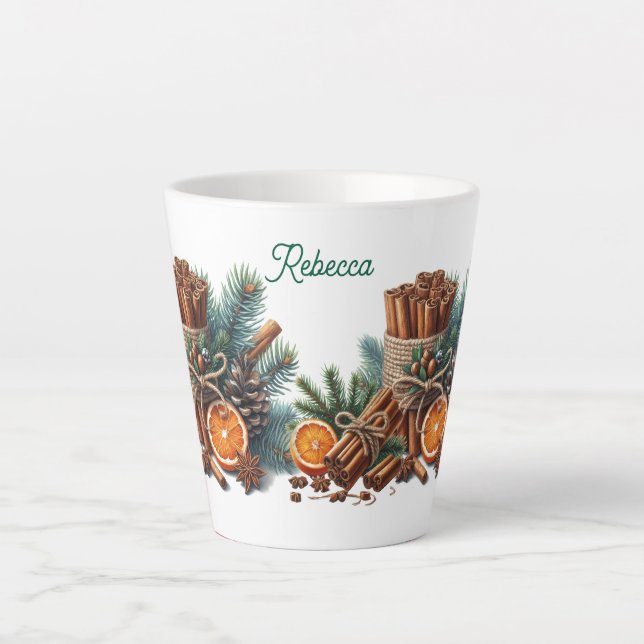 Tasse Latte Chaleur dans chaque gorgée Nom personnalisé (Devant)
