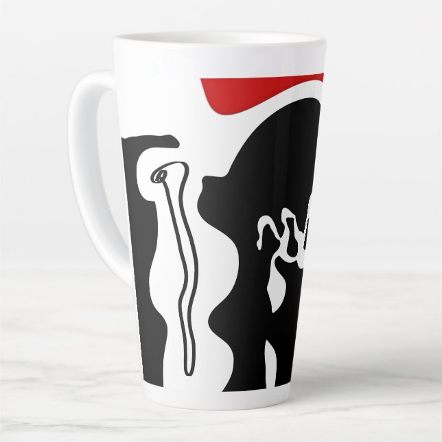 Tasse Latte Chambre de décalage : Noir, Blanc et Rouge Abstrai (Angle gauche)
