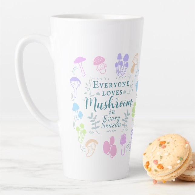 Tasse Latte Champignons colorés (En situation)