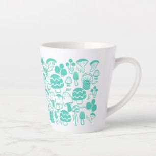 Tasse Latte Champignons Turquoises