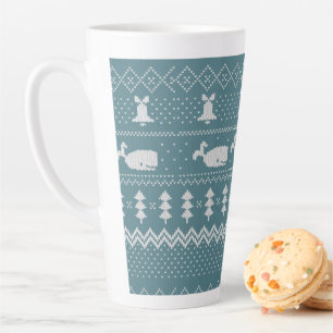 Tasse Latte Chandail de Noël Motif nu Whale hiver