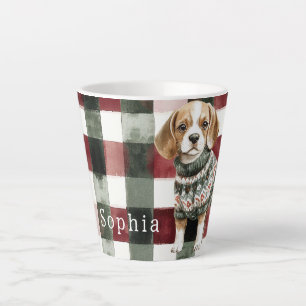 Tasse Latte Chandail vert chien Noël