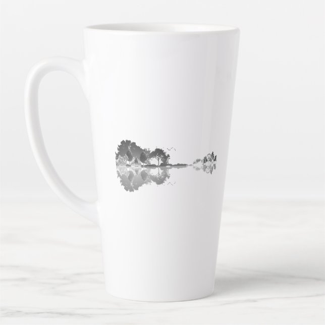 Tasse Latte Chanson de la nature : Art guitare du paysage fore (Gauche)