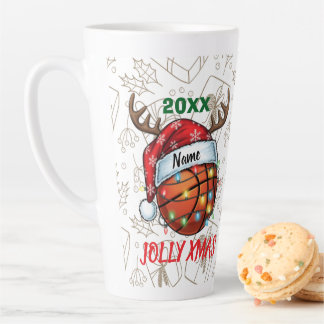 Tasse Latte Chapeau de Père Noël Basket Rennes de Noël Sport A