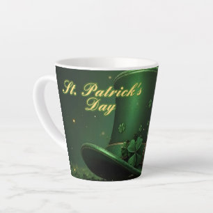 Tasse Latte Chapeau et motif de trèfle de la Saint-Patrick