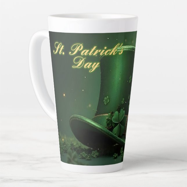 Tasse Latte Chapeau et motif de trèfle de la Saint-Patrick (Angle gauche)