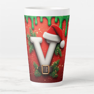 Tasse Latte Chapeau festif de Père Noël V pour décoration d'hi