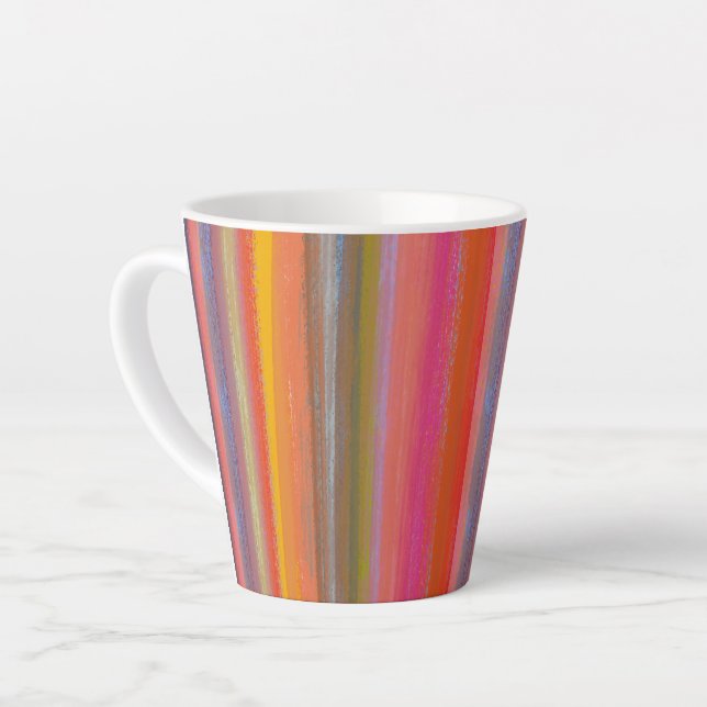 Tasse Latte Charbon de couleur bohème rayé (Angle gauche)