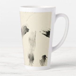 Tasse Latte Charcoal Strokes Pattern | Minimal Beige Abstract