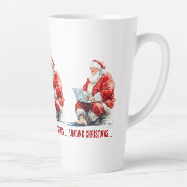 Tasse Latte Chargement Noël amusant Père Noël Design (Droite)