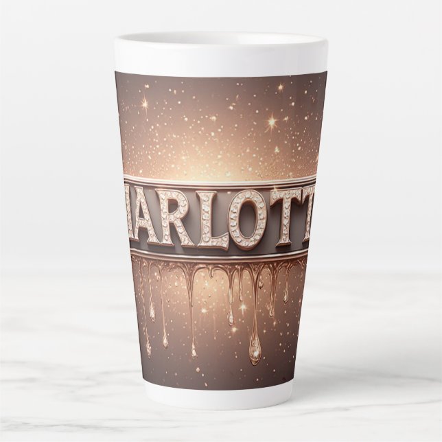 Tasse Latte Charlotte Nom en Or qui Coule (Devant)