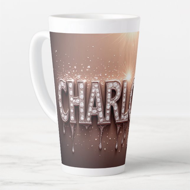 Tasse Latte Charlotte Nom en Or qui Coule (Angle gauche)