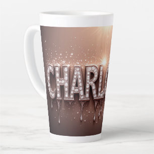 Tasse Latte Charlotte Nom en Or qui dégouline