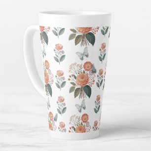 Tasse Latte Charme à fleurs avec ailes de papillon