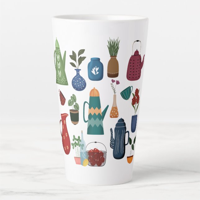 Tasse Latte Charme de cuisine moderne du milieu du siècle (Devant)