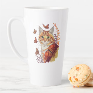 Tasse Latte Chat avec papillons Monarch