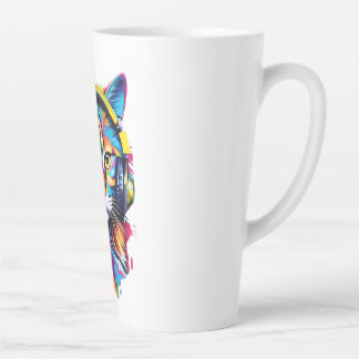 Tasse Latte Chat dans les écouteurs