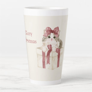 Tasse Latte Chat Dans Une Boîte De Noël