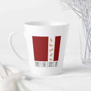 Tasse Latte Chat de Noël Moderne Rouge Blanc Or
