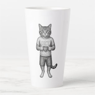 Tasse Latte Chat de style vintage buvant du café en ligne arti