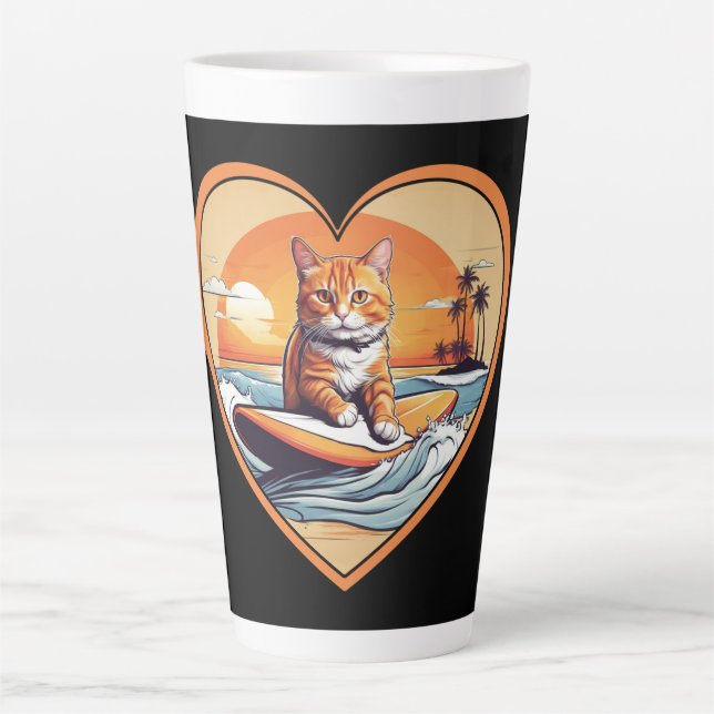 Tasse Latte Chat de surf Orange Tabby (Devant)