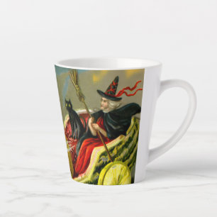 Tasse Latte Chat et sorcière vintage d'Halloween noir