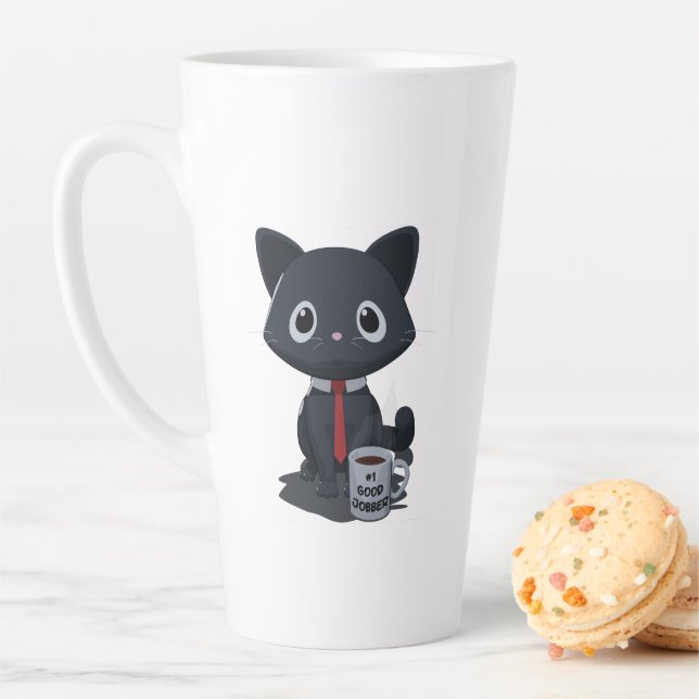 Tasse Latte Chat Faisant Un Bon Boulot Numéro Un (En situation)