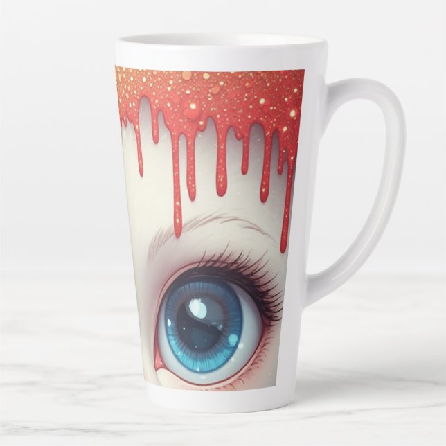 Tasse Latte Chat Fantastique Yeux Bleus Avec Gouttes (Droite)