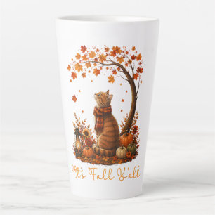 Tasse Latte Chat Feuille Arbre Automne Bonjour Automne Action