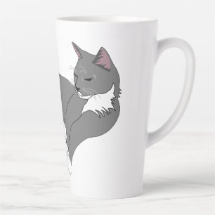 Tasse Latte Chat gris et blanc Tuxedo