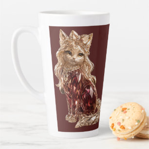 Tasse Latte Chat Luxueux en Cristal Brillants Mignon