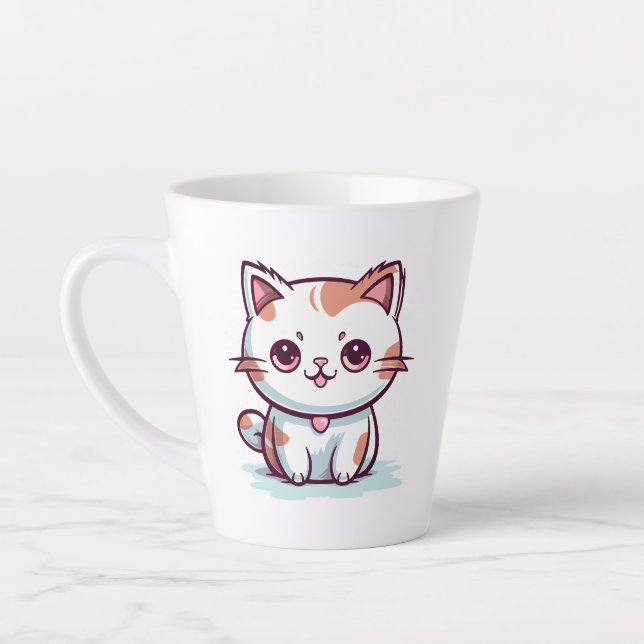 Tasse Latte Chat Mignon Clipart de Style Kawaii (Gauche)
