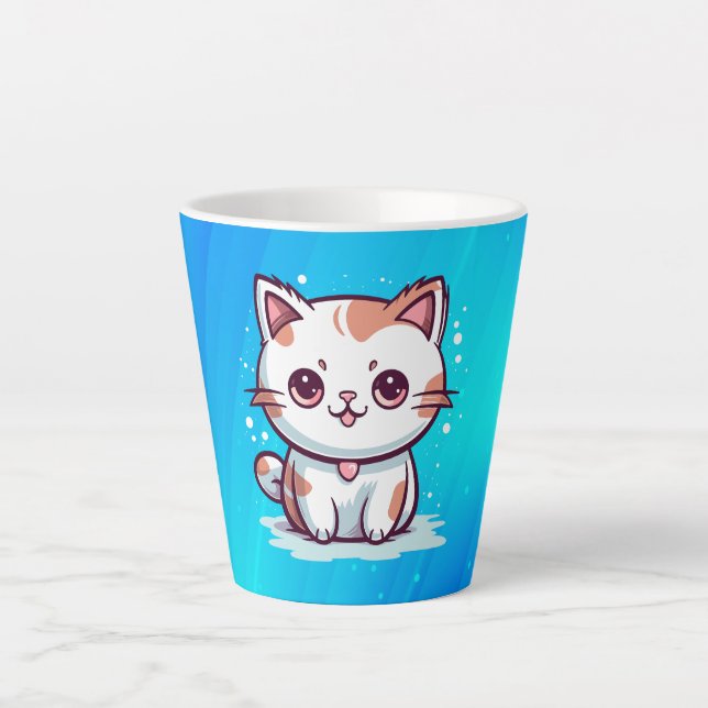 Tasse Latte Chat Mignon Clipart de Style Kawaii (Devant)