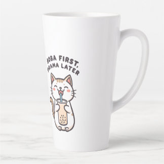 Tasse Latte Chat mignon Kawaii buvant du thé à bulles
