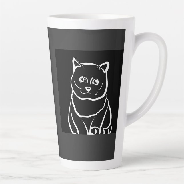 Tasse Latte Chat mignon mais maudit (Droite)