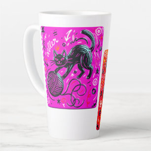 Tasse Latte Chat noir bicolore