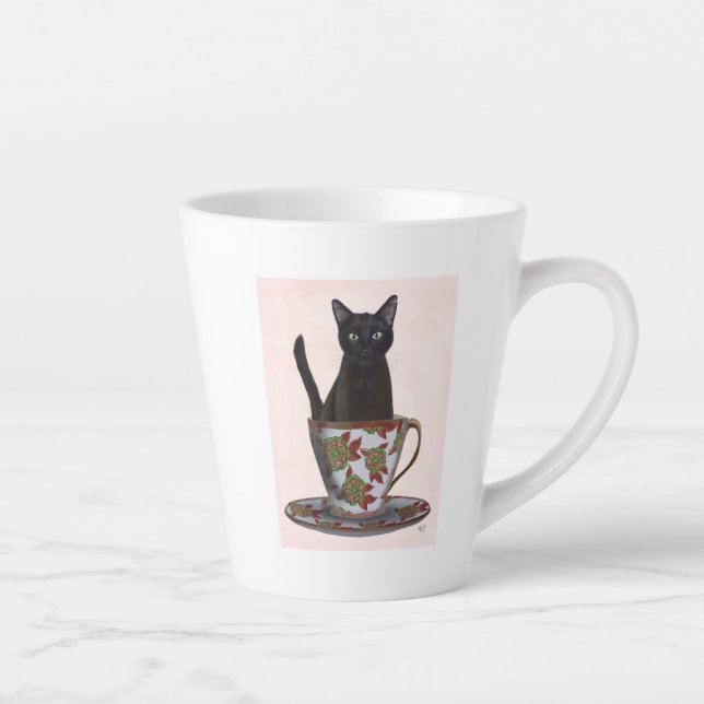 Tasse Latte Chat noir en Teacup (Droite)