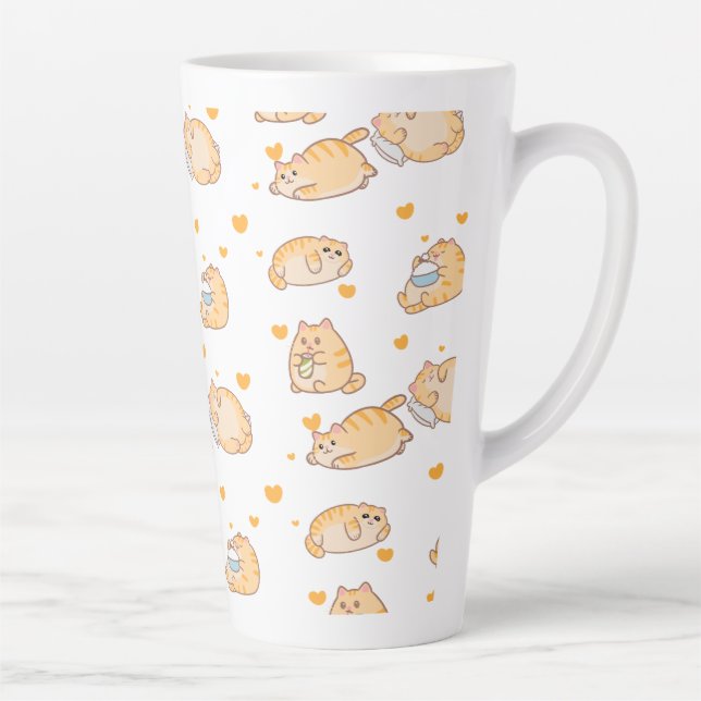 Tasse Latte Chat Orange Paresseux (Droite)