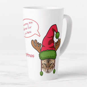 Tasse Latte Chat photo amusant à Noël Casquette Nana Noël