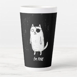 Tasse Latte Chat Pirate – Art Minimal et Drôle de Chat