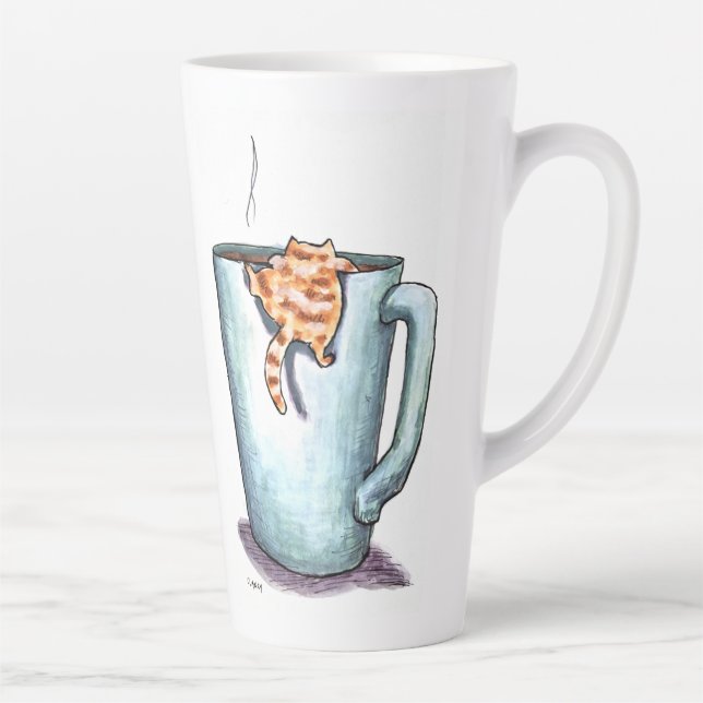 Tasse Latte Chat qui grimpe (Droite)