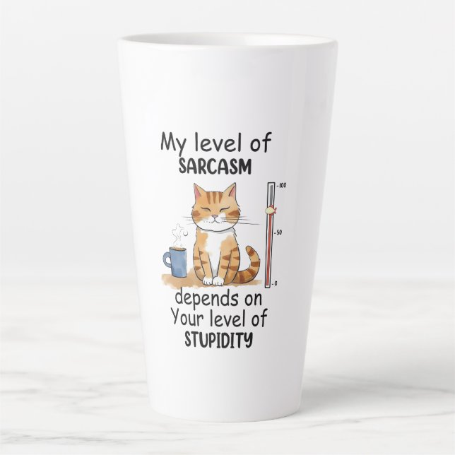 Tasse Latte Chat Sarcastique - Drôle Orange Art (Devant)