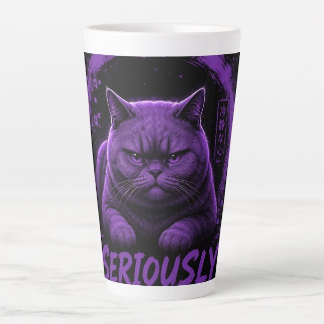 Tasse Latte Chat Sérieusement (Devant)