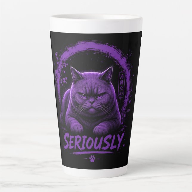 Tasse Latte Chat sérieusement  (Devant)