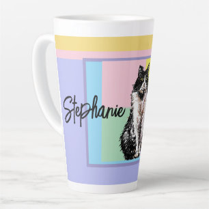 Tasse Latte Chat Smoking Pastel Femmes Couleurs Pastel