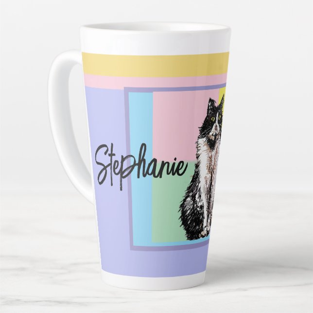 Tasse Latte Chat Smoking Pastel Femmes Couleurs Pastel (Angle gauche)