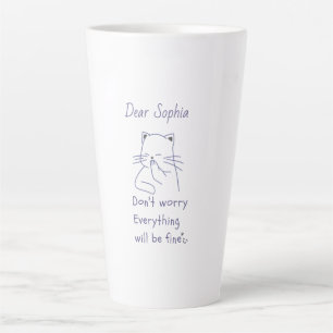 Tasse Latte Chat souriant avec message 