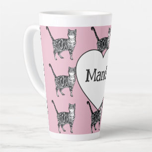 Tasse Latte Chat Tigre Fantaisiste Rose Clair Filles Chats
