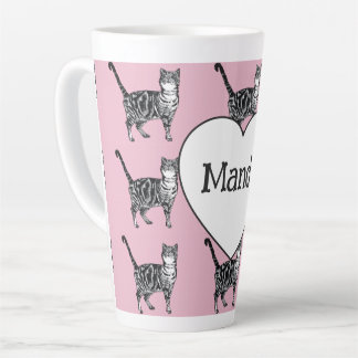 Tasse Latte Chat Tigre Fantaisiste Rose Clair Filles Chats