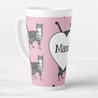 Tasse Latte Chat Tigre Fantaisiste Rose Clair Filles Chats